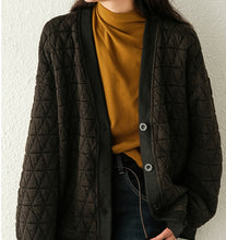 Load image into Gallery viewer, Casual Women's Coats, Cotton Black Cardigan, Drop Shoulder Cardigan