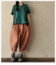 Load image into Gallery viewer, Gray and Orange Purple Turnip Pants Causal Linen Long Pants women Clothes LR465 - FantasyLinen
