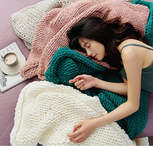 Load image into Gallery viewer, Soft Knitted Blanket , Warm Throw Blankets, Fluffy Cotton Blankets