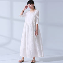 Load image into Gallery viewer, National Wind Summer Elegant Jacquard Cotton Linen Casual Loose Maxi Long Women Dress