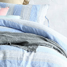 Load image into Gallery viewer, 100%Pure Color Linen Striped Linen Bedding Set