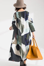 Load image into Gallery viewer, Women's Loose 3/4 Sleeves Plaid Spliced Dress