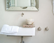 Load image into Gallery viewer, White Linen Waffle Towel : hand, face, body linen towels. White linen towels. Fluffy, absorbent waffle towels. Quality bath linens.