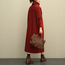 Load image into Gallery viewer, Casual High Neck Thick Maxi Dresses Women Loose Clothes 208