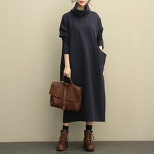 Load image into Gallery viewer, Casual High Neck Thick Maxi Dresses Women Loose Clothes 208