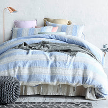 Load image into Gallery viewer, 100%Pure Color Linen Striped Linen Bedding Set