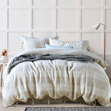Load image into Gallery viewer, 100%Pure Color Linen Striped Linen Bedding Set