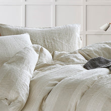 Load image into Gallery viewer, 100%Pure Color Linen Striped Linen Bedding Set