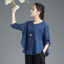 Load image into Gallery viewer, Three Colors Linen Fold Casual Women Tops C654T - FantasyLinen
