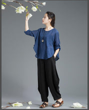 Load image into Gallery viewer, Three Colors Linen Fold Casual Women Tops C654T - FantasyLinen