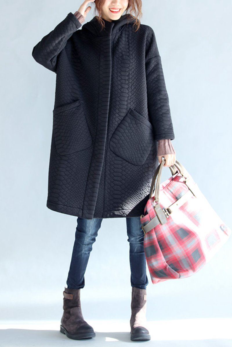 Black Thickening Cold Winter Jacket With Hood Warm Oversize Long Coat –  FantasyLinen