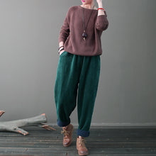 Load image into Gallery viewer, Winter Baggy Pants, Casual Corduroy Pants, Black Pocket Pants