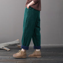 Load image into Gallery viewer, Winter Baggy Pants, Casual Corduroy Pants, Black Pocket Pants
