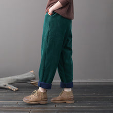 Load image into Gallery viewer, Winter Baggy Pants, Casual Corduroy Pants, Black Pocket Pants
