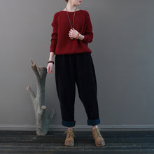 Load image into Gallery viewer, Winter Baggy Pants, Casual Corduroy Pants, Black Pocket Pants