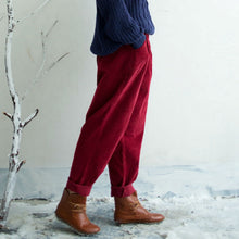 Load image into Gallery viewer, Wide Leg Pants, Baggy Corduroy Pants, Black Pants Women