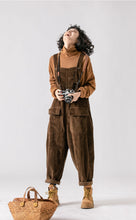 Load image into Gallery viewer, Warm Spring Women Jumpsuit Causel Overalls Corduroy Wide leg Trouser
