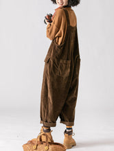 Load image into Gallery viewer, Warm Spring Women Jumpsuit Causel Overalls Corduroy Wide leg Trouser