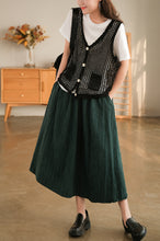 Load image into Gallery viewer, Green Cotton Autumn Skirt, Women's Skirt,Casual Full Skirt, Spring Women Clothes