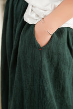 Load image into Gallery viewer, Green Cotton Autumn Skirt, Women's Skirt,Casual Full Skirt, Spring Women Clothes