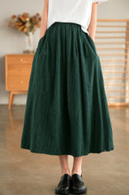 Load image into Gallery viewer, Green Cotton Autumn Skirt, Women's Skirt,Casual Full Skirt, Spring Women Clothes