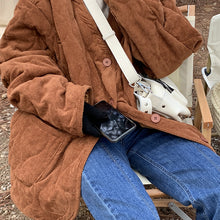 Load image into Gallery viewer, Winter Coat for Women, Warm Winter Outwear, Corduroy White Coat