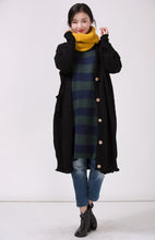 Load image into Gallery viewer, Women Black Loose Plus Size Sweater Coat
