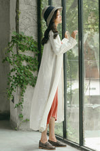 Load image into Gallery viewer, Fashion Embroidery Linen Long White Coat For Women C1791