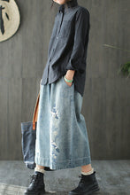 Load image into Gallery viewer, Embroider Birds Cowboy Jeans Wide-legged Pants Women Clothes K7102