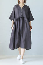 Load image into Gallery viewer, Vintage Plus Size Linen Dresses Women Loose Clothes Q1177