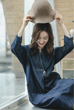 Load image into Gallery viewer, Loose Blue Denim Maxi Dresses Women Cowboy Clothes Q8925