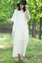 Load image into Gallery viewer, Plus Size Quilted Bat Sleeve Cotton Maxi Dress Q1457