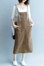 Load image into Gallery viewer, Fashion Coffee Corduroy Dresses Women Autumn Outfits Q2087