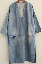 Load image into Gallery viewer, Vintage Loose Blue Denim Dresses Women Cotton Fall Outfits Q1388
