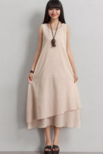 Load image into Gallery viewer, Vintage Sleeveless Cotton Maxi Dresses Women Casual Clothes Q1771