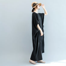 Load image into Gallery viewer, Summer Belt Bat Sleeve Black Maxi Dresses Women Casual Clothes Q3075