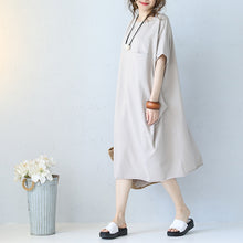 Load image into Gallery viewer, Casual Summer Loose Round Neck Cotton Pocket Dress Summer Women Clothes Q1061 - FantasyLinen