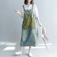 Load image into Gallery viewer, Loose Print Blue Denim Sundresses Women Casual Clothes Q1265