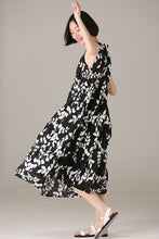 Load image into Gallery viewer, Casual Sleeveless Black Floral Dresses Women Cotton Outfits Q7319