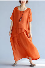 Load image into Gallery viewer, Vintage Plus Size Cotton Maxi Dress Q1657