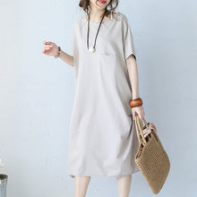Load image into Gallery viewer, Casual Summer Loose Round Neck Cotton Pocket Dress Summer Women Clothes Q1061 - FantasyLinen