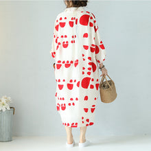 Load image into Gallery viewer, Casual Loose Summer Red Dot White Silk Linen Long Dresses Women Clothes Q1112 - FantasyLinen