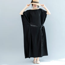 Load image into Gallery viewer, Summer Belt Bat Sleeve Black Maxi Dresses Women Casual Clothes Q3075