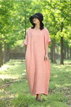 Load image into Gallery viewer, Plus Size Quilted Bat Sleeve Cotton Maxi Dress Q1457
