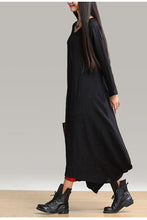 Load image into Gallery viewer, Fall Plus Size Maxi Black Linen Dress Q1656