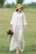 Load image into Gallery viewer, Casual V Neck Maxi Dresses Women Loose Cotton Linen Outfits Q1674