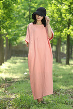 Load image into Gallery viewer, Plus Size Quilted Bat Sleeve Cotton Maxi Dress Q1457