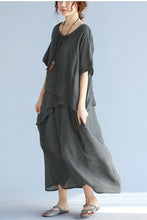 Load image into Gallery viewer, Vintage Plus Size Cotton Maxi Dress Q1657