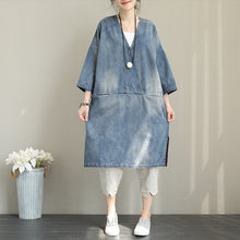 Load image into Gallery viewer, Vintage Loose Blue Denim Dresses Women Cotton Fall Outfits Q1388