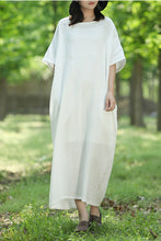 Load image into Gallery viewer, Plus Size Quilted Bat Sleeve Cotton Maxi Dress Q1457